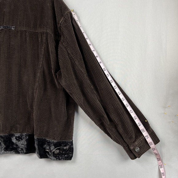 J Jill Corduroy Velvet Jacket Shacket size 1X Button Up Brown Retro Casual Boho - Picture 10 of 12